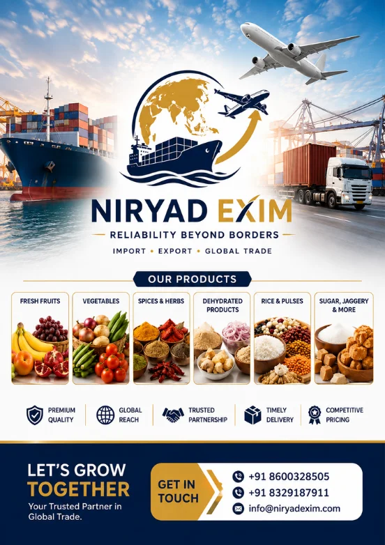 NIRYAD EXIM Agricultural Products Exporter from Jalgaon Maharashtra India